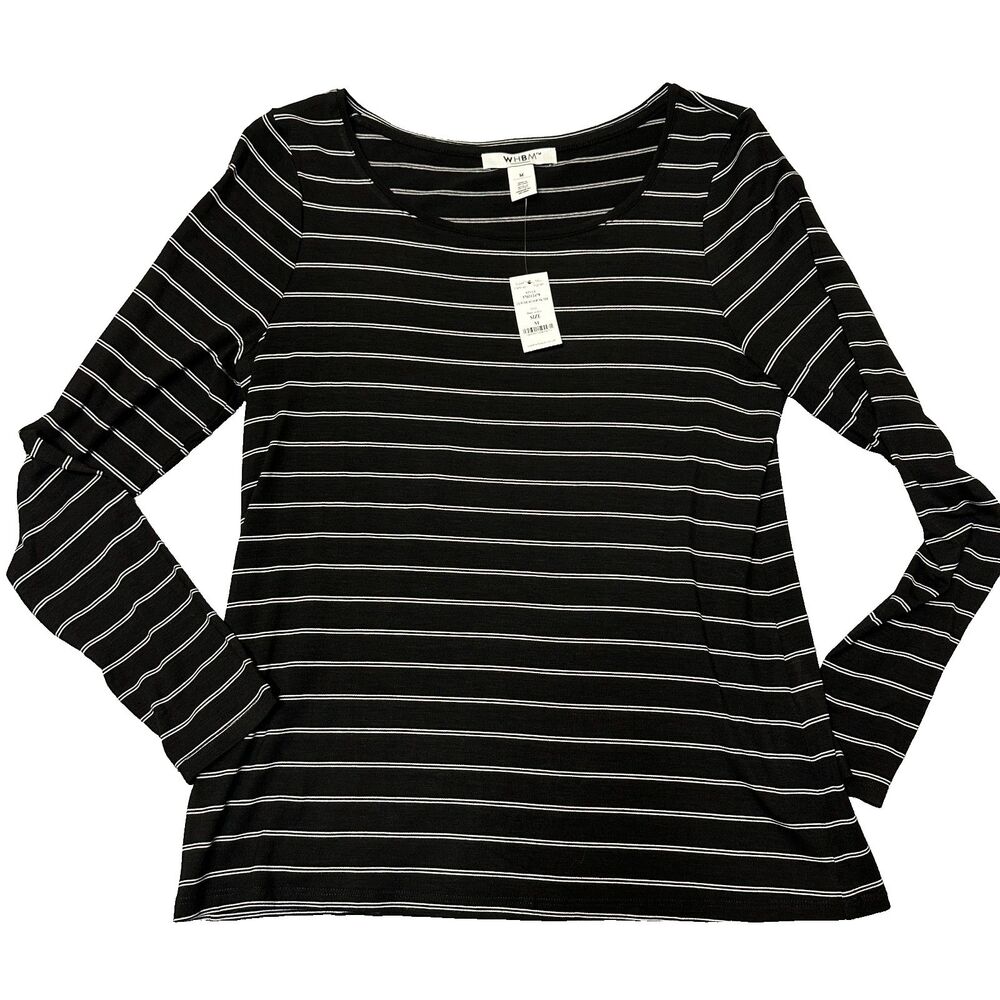 White House Black Market Wide Scoop Neck Long Sleeve Tee Medium NWT